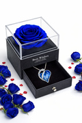 Rosa Eterna Blu con Collana a Cuore Preziosa